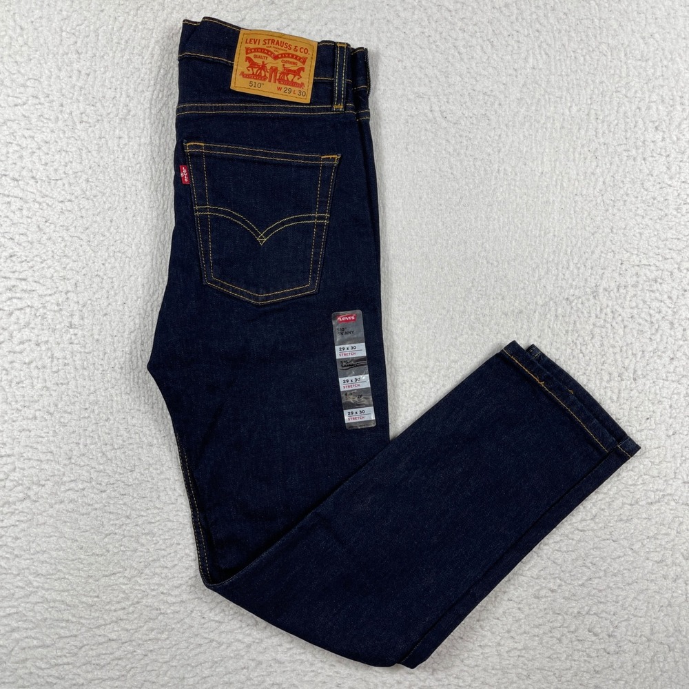 Levis 510 Skinny Jeans Mens 29x30 Dark Indigo Blue Stretch Denim Pants